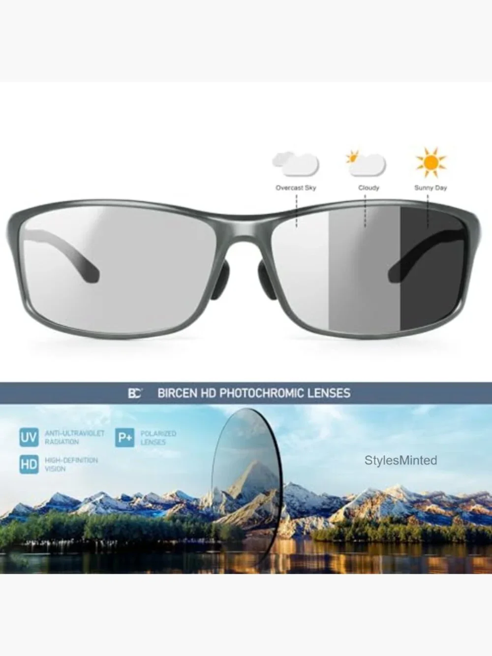 Polarized Wrap-Around Sunglasses Men UV Protection Lightweight Metal Driving